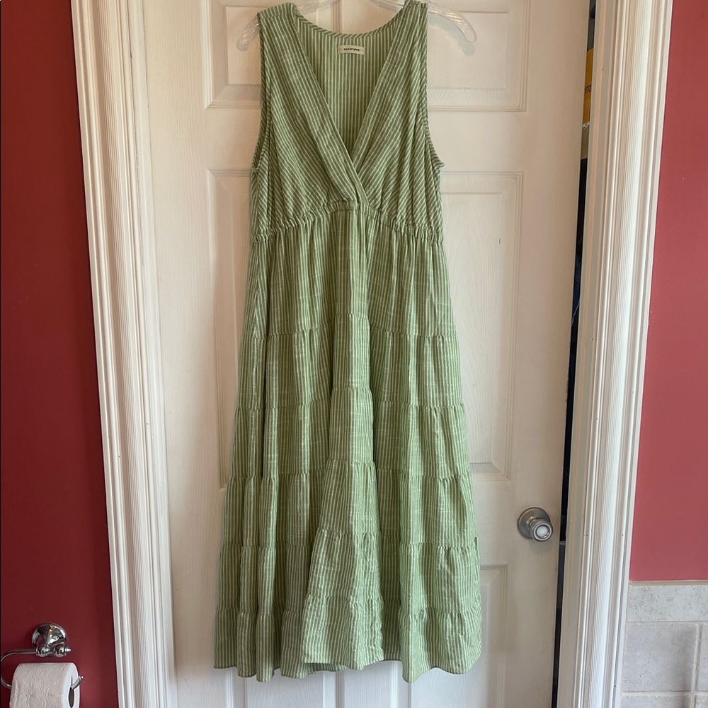 Max Studio Striped Green Maxi Dress